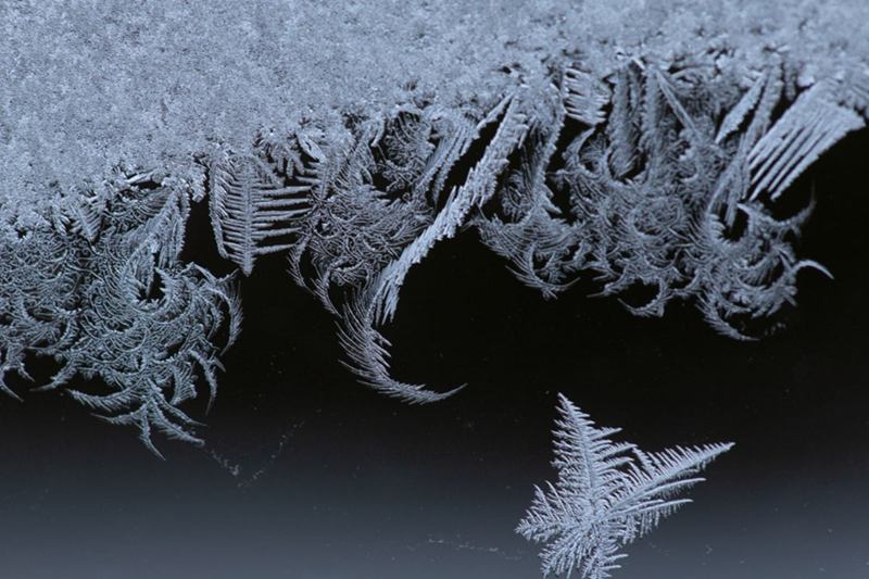 Close-up of ice crystals, time to defrost the fridge