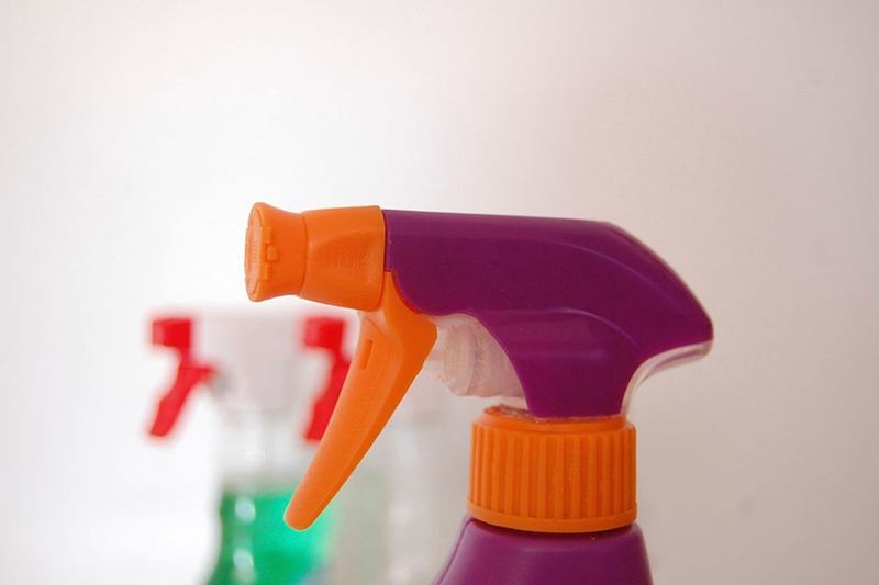 Colourful spray bottles for homemade cleaning products