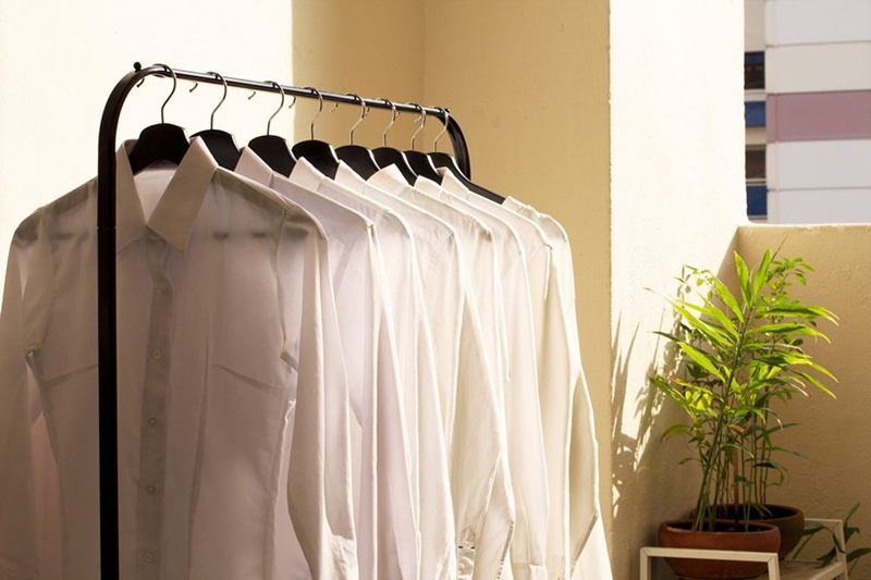 White shirts on a clothes rail, free of sweat stains
