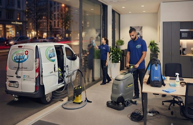 Limpieza de oficinas y consultas – el equipo de Priority Clean limpia una oficina con equipos profesionales